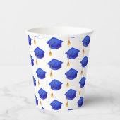 Royal Blue Afstuderen Pet Pattern Papieren Bekers (Voorkant)