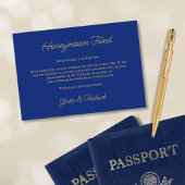 Royal Blue and Gold Honeymoon Fund Request Informatiekaartje