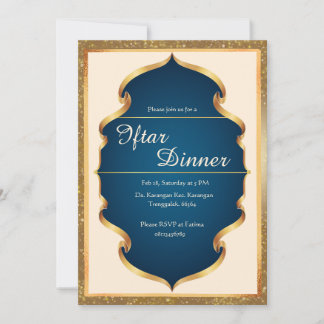 Royal Blue and Gold Iftar Dinner Invitation Kaart