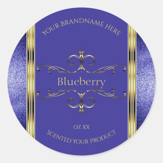 Royal Blue and Gold Product Labels Glitter Borders (Voorkant)
