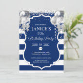 Royal Blue and Silver Balloons Invitation d'annive (Debout devant)