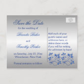 Royal Blue and Silver Heart Enregistrer la carte d (Dos)