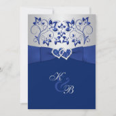 Royal Blue and Silver Joint Hearts Invitation 2 (Devant)