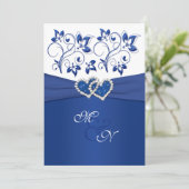 Royal Blue and White Coeur joint Invitation (Debout devant)