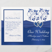 Royal Blue and White Joined Hearts Wedding Program (Voorkant)