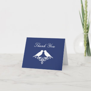 Royal Blue and White Sparrows Merci Note