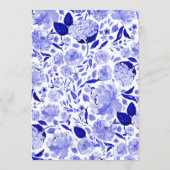 Royal Blue and White Watercolor Florals Menu (Dos)