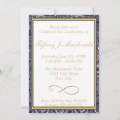 Royal Blue and Yellow 2016 Afstuderen Invitation Kaart (Achterkant)
