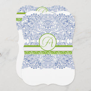 Royal Blue Apple Green Grey Tortelduifjes Wedding Kaart