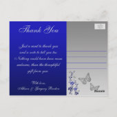 Royal Blue, Argent Floral Merci Photo Carte postal (Dos)