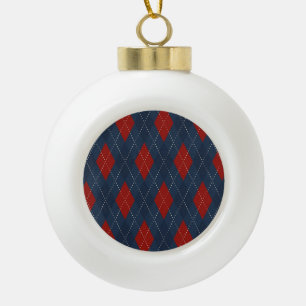 Royal Blue Argyle kerstpatroon Keramische Bal Ornament
