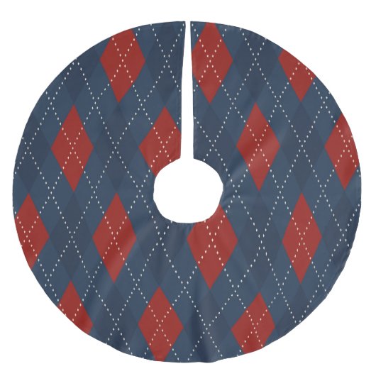 Royal Blue Argyle kerstpatroon Kerstboom Rok (Voorkant)