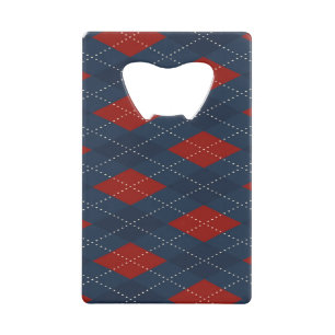 Royal Blue Argyle kerstpatroon Kredietkaart Flessenopener