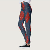 Royal Blue Argyle kerstpatroon Leggings (Links)