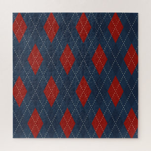 Royal Blue Argyle kerstpatroon Legpuzzel