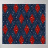 Royal Blue Argyle kerstpatroon Poster (Voorkant)