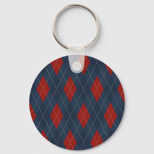 Royal Blue Argyle kerstpatroon Sleutelhanger