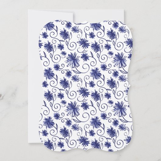Royal Blue Aster Flower Wedding Invitations (Dos)