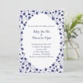 Royal Blue Aster Flower Wedding Invitations Kaart (Staand voorkant)
