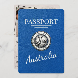 Royal Blue Australia Passport Bewaar de datum Save The Date