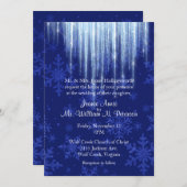 Royal Blue avec Icicles Hiver Mariage Invitation (Devant / Derrière)