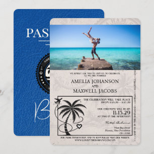 Royal Blue Bahamas Passport Wedding Kaart