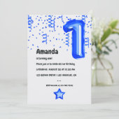 Royal Blue Balloon 1er Invitation anniversaire (Debout devant)