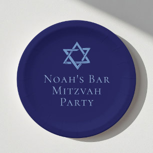 Royal Blue Bar Mitswa Party Ster van David Papieren Bordje