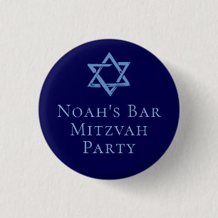 Royal Blue Bar Mitswa Party Ster van David Ronde Button 3,2 Cm