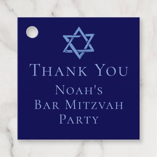 Royal Blue Bar Mitswa Ster van David Partij Bedankjes Labels (Voorkant)
