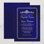 Royal Blue Barn Wood Wedding Invitations Kaart (Voorkant / Achterkant)