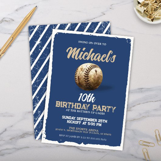  Royal Blue Baseball Theme Verjaardagsfeest Kaart