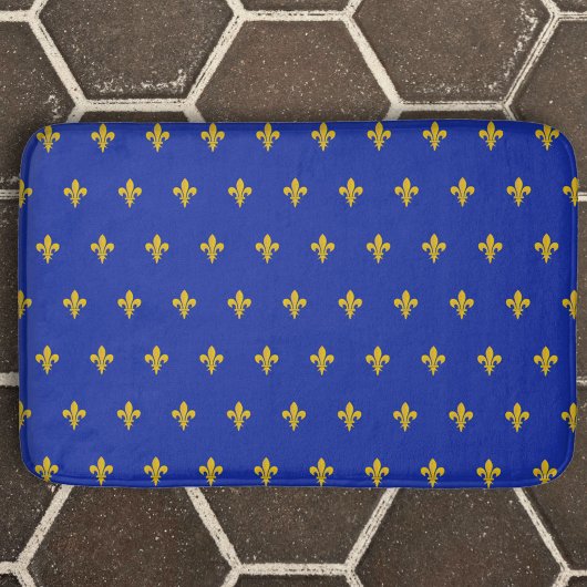 Royal Blue Bath Mat met gouden Fleur de Lis