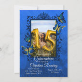 Royal Blue, Beurre d'or Quinceanera Invitation (Devant)