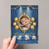 Royal Blue Birthday Photo Invitation for Boy (In situ (ordinateur de poche))