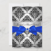 Royal Blue & Black Damask Sweet 16 Invitation (Devant)