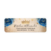 Royal Blue Black en Gold Crown Retouradres Etiket (Voorkant)