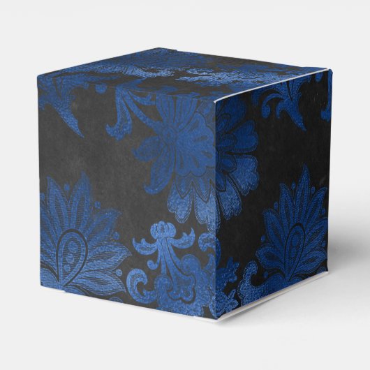 Royal Blue, Black en Silver Damask Bedankdoosjes (Achterkant)