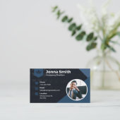 Royal blue, Black Modern Corporate Carte de visite (Debout devant)