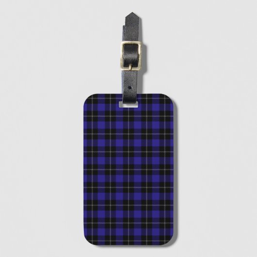 Royal Blue Black Plaid Bagagelabel (Voorkant (verticaal))