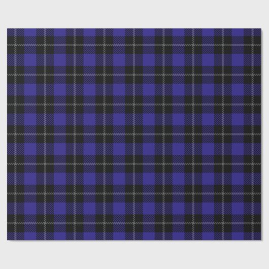 Royal Blue Black Plaid Cadeaupapier (Vlak)