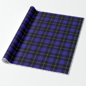 Royal Blue Black Plaid Cadeaupapier (Uitgerold)