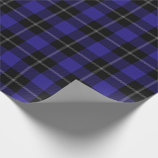 Royal Blue Black Plaid Cadeaupapier (Hoek)
