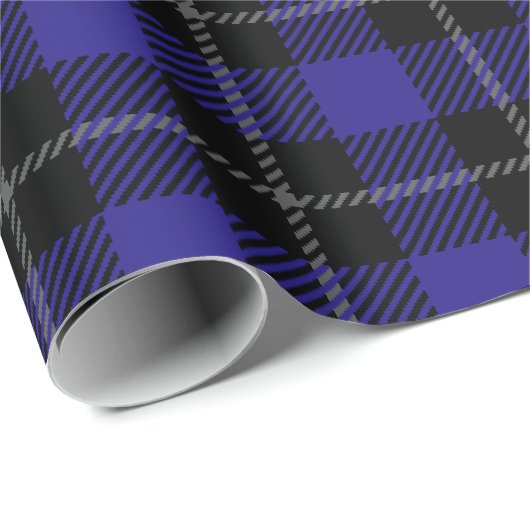 Royal Blue Black Plaid Cadeaupapier (Rol Hoek)