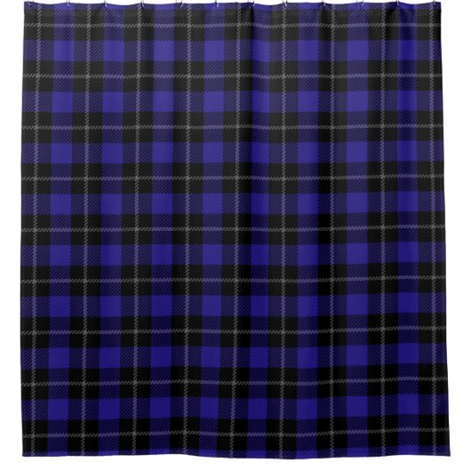 Royal Blue Black Plaid Douchegordijn (Voorkant)