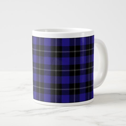 Royal Blue Black Plaid Extra Grote Beker (Voorkant rechts)