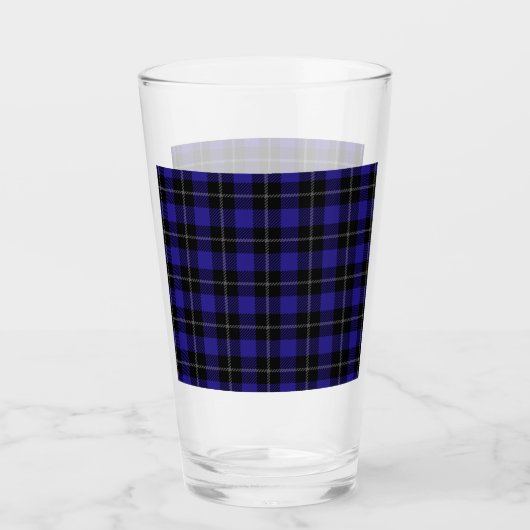 Royal Blue Black Plaid Glas (Voorkant)