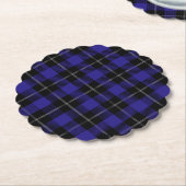 Royal Blue Black Plaid Kartonnen Onderzetters (Gekanteld)
