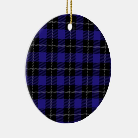 Royal Blue Black Plaid Keramisch Ornament (Rechts)