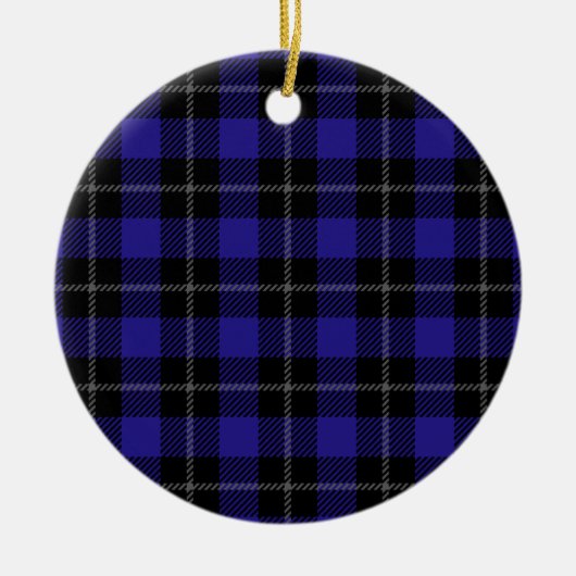 Royal Blue Black Plaid Keramisch Ornament (Voorkant)